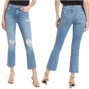 Mother The Insider Ankle Jeans Sz 27 Blue Bloom and Doom‎ Distressed Stretchy